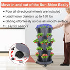 DUNCHATY Stackable Planter, Vertical Garden Planter with Wheels and Garden Tools, Strawberry Planter Indoor/Outdoor 5 Tier Herb Planter Pots for Growing Vegetables and Succulents,Dark Gray