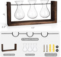 Terrarium Wall Hanging Propagation Station, 3 Glass Vases, Brown Wood Frame