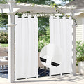 Easy-Going Linen Look Outdoor Curtains Waterproof Windproof Porch Curtains, Soft Thicken Outdoor Privacy Curtains for Patio, Gazebo, Grommet Top and Tab Bottom Drape, 1 Panel, 54x96 inch, White