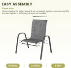 UDPATIO Patio Chairs Set of 2, Stackable Outdoor Dining Chairs with High Back, Breathable Textilene Fabric Outdoor Chair All Weather, 350LBS Capacity for Garden, Backyard (Dark Grey)