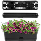 5 Pack Window Boxes Planters 16 Inches Rectangular Planter Herb Planter Boxes Large Plastic Flower Pots Rectangle Black Planter Outdoor and Indoor Succulent Window Sill Planter Self Watering Pots