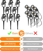 Outdoor Landscape Lighting, 8 Pack Outdoor Spotlights, LED Landscape Lights for House Yard Garden Lawn Tree Fence Plant Flags Pathway, 12V 2700K Warm White, IP65 Waterproof