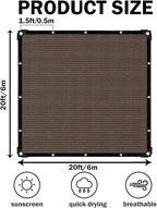 Sun Shade Cloth with Grommets,90% UV Protection Shade Fabric,Pergola Shade Cover Canopy Fence Privacy Screen Balcony,Brown Sunshades for Patio Pergola Garden Backyard Outdoor,Mocha-20x20FT