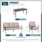 MFSTUDIO 5 Seats Large Metal Patio Conversation Sets, 4 Pieces Outdoor Furniture Sofa with 2 Fixed Chairs, 1 Sofa(3-seat) and Table for Outside Balcony Backyard Poolside