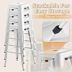 Furmax 30 Inch Metal Bar Stools Set of 4, Counter Height Backless Stools, Industrial Bar Chairs Patio Stool Stackable Backless Stool for Kitchen/Dining Room/Bistro Indoor Outdoor (Distressed White)