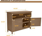 HIPS All-Weather Outdoor Storage Cabinet,Outdoor Sideboard with Magnetic Doors,3-Shelves Patio Storage Cabinet, Used for Garden,Buffet Cabinet,TV Stand, Bar Table,Balcony