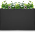 Galvanized Steel Planter Box - No Installation Required Metal Rectangular Block Long Box Planter Modern Outdoor Planters All-Weather Use with Drainage Holes for Patio/Porch, 36×24×12IN