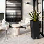 Outdoor Planter 30 Inch – Large Tall Planters for Outdoor and Indoor Plants, Modern Tapered Design, Weather Resistant with Drainage Holes and Removable Insert Tray
