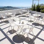 VINGLI PE Rattan Outdoor Dining Chairs Set of 2, Plastic Stackable Patio Chairs for Indoor, Porch, Restaurant, Garden, White