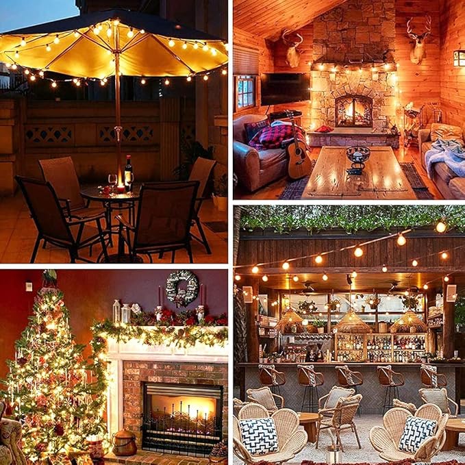 String Lights 50 ft Shatterproof LED Globe Bulbs, Warm White, 52 Count