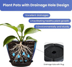 8 inch Plant Pots with Drainage Holes, Pack of 4 Plastic Flower Pots Indoor, Modern Glossy Finishing Planter for Indoor Outdoor Plants (Green Glaze, 4 Pack)