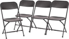 Flash Furniture Hercules Series Big & Tall Stackable Plastic Folding Chairs, Extra Wide Commercial Event Seats, Set of 4, Black
