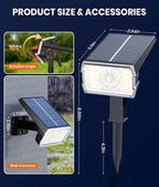 Solar Spotlights Outdoor Waterproof IP67,4 Pack Adjustable Wall&Ground Solar Lights Powered with 3 Colors, 3 Modes, Dusk to Dawn for Pathway/Garden/Yard/Patio/Driveway/Landscape Lighting Outside Décor
