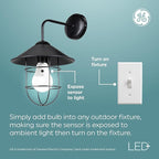 GE LED+ A19 Dusk to Dawn LED Light Bulbs, Automatic On/Off Outdoor Security Light, Soft White (2 Pack)