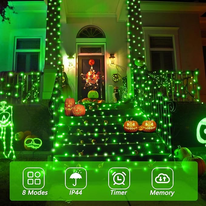 String Lights, 500 LED, 165ft Green, IP44 Waterproof Outdoor Use