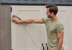 Rubbermaid Extra Large Resin Outdoor Storage Shed With Floor (7 x 10.5 Ft.) Weather Resistant Brown Organization for Home/Lawn Mower/Backyard Equipment/Bike Storage/Pool Supplies