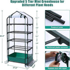 5 Tier Mini Greenhouse for Indoor Outdoor, Portable Green House with Durable PVC Cover and Shelves for Seedling, Heavy Duty Greenhouse with Waterproof Mat and Cover Tape, Gardening Gifts for Women Men