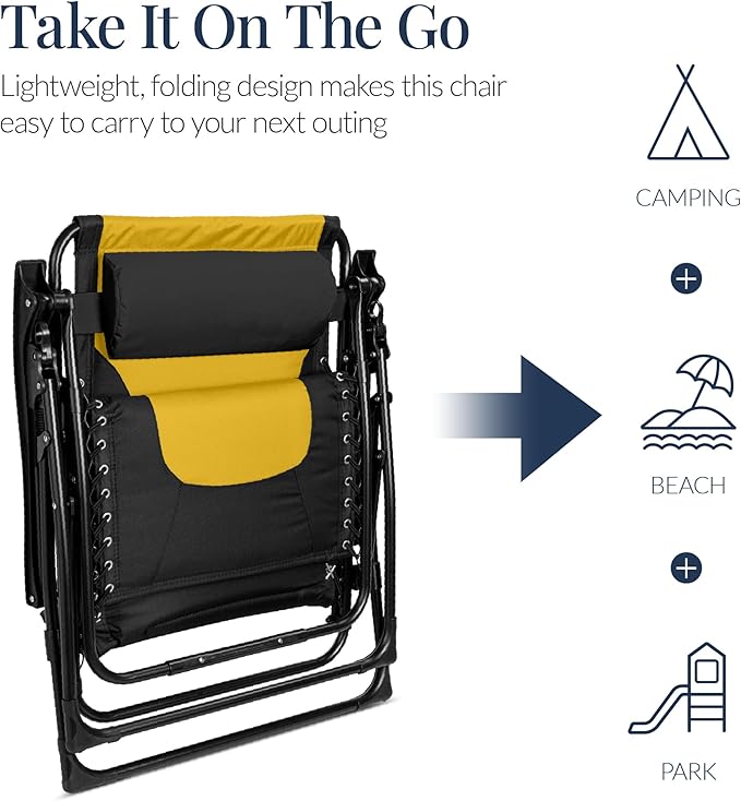 Oversized Padded Zero Gravity Chair – Black