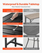 VEVOR Outdoor Bar Table, 55 x 15 in Patio Bar Table, Waterproof Top & Sturdy Metal Frame, Rectangle Counter Height Dining Tables, Outdoor Furniture for Balcony, Yard, Hot Tub, Poolside, Indoor