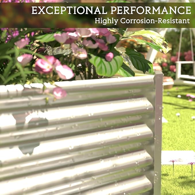 FRIZIONE 3pcs Galvanized Raised Garden Bed Outdoor,Above Ground Garden Bed for Vegetable,Metal Raised Beds for Flower,Steel Raised Beds for Gardening - 36x18 inch