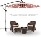 Best Choice Products 10ft Solar LED Offset Cantilever Hanging Market Patio Umbrella, 8 Sturdy Ribs, Easy Adjustment - Rose Quartz