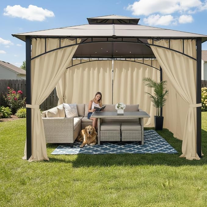 HolidayIdeas Rod Pocket Outdoor Patio Curtains Waterproof 6 Pcs 54x120 Inch- - Image 2