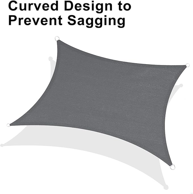 LOVE STORY Custom Size 5'x10' Dark Grey Sun Shade Sail Rectangle UV Block Canopy Patio Sail Sunshades Fabric for Outdoor Garden Carport (We Make Custom Size)