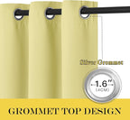 NICETOWN Kitchen Short Blackout Curtain and Drape - Thermal Insulated Solid Grommet Blackout Panel for Patio Bedroom Living Room (Single Panel, 52 inches by 45 inches, Paler Yellow)