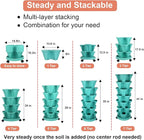 GameXcel Vertical Planter 7 Tier Stackable Planters Garden Planters Strawberry Herb Flower and Vegetable Planter Indoor Outdoor Gardening Pots with Removable Wheels and Tools-Teal 2 Pack