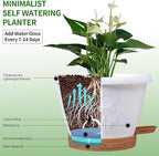 Plant Pots, Flower Pots for Indoor/Outdoor Plants, Self Watering Plastic Planters Pots with Drainage Holes, Saucer & Reservoir, Decorative Nursery Planting Pots(10 Inch Set of 4)
