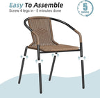 Amopatio Outdoor Dining Chairs Set of 4, Stackable Patio Chairs, Rattan Wicker Patio Dining Chairs Set of 4, Bistro, Deck, Yard, Porch, Brown