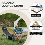KingCamp Oversize Lounge Chair Outdoor, Extra Large Padded Folding 5 Positions Chaise Tanning Chairs with Pillow & Side Table for Outside Sunbathing Beach Patio Pool Camping (Black)