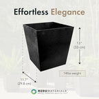 Tierra Verde 2-Pack Indoor & Outdoor Self-Watering Square Planters, Small, Sonata, Black - Planter Containers for Plants and Flowers - Gardening and Landscaping Accessories