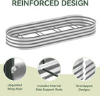 Raised Garden Bed with Sprinkler Timer and Self-Watering System, 8x3x1 ft Elevated Planter Boxes Outdoor with Mesh Cover, Oval Raised Beds for,Vegetables,Flowers, Backyard, Patio