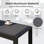 All-Weather Aluminum Outdoor Coffee Table, Modern Coffee Table for Outside, Rectangle Patio Coffee Table for Balcony Garden, Black