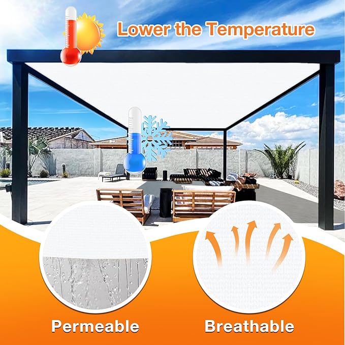 Artpuch Outdoor Pergola Shade Cover 7' X 24' Sun Shade Cloth with Grommets, 90% UV Protection Canopy Patio Privacy Screen (Customized Available) GN107, White