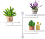 Window Rotating Plant Stand Shelf Indoor White Metal Floating Shelves 3-Tier Wall Mount Plant hanger Holders for Wall Planter Modern Home Decor window sill gifts