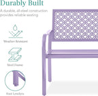 Best Choice Products Outdoor Bench 2-Person Metal Steel Benches Furniture for Garden, Patio, Porch, Entryway w/Geometric Backrest, 790lb Capacity - Lavender