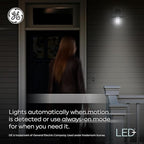 GE LED+ Motion Sensor LED Light Bulbs, 14W, PAR38 Outdoor Security Floodlights, Warm White, CAC (2 Pack)