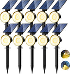 nipify 10 Pack Solar Spot Lights Outdoor Waterproof with 3 Modes, Solar Spotlight Light for Outside Yard Landscape Lighting Pathway Lights Wall,Warm White