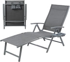 Kozyard Aluminum Outdoor Chaise Lounge Chair, Adjustable Reclining Patio Lounge with Drink Holder, Weather-Resistant Pool, Deck & Yard Recliner,Assemble-Free, Gray