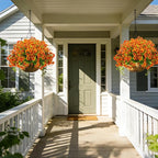 20 Bundles Artificial Flowers for Outdoors, UV Resistant Fake Plants Flowers Greenery Shrubs Plants for Decoration Outside Plants Hanging Planter Home Garden Decor (Orange)
