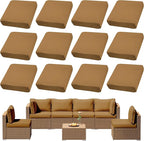 Cushion Covers 12-Pack Camel Stretch Patio Cushion Slipcovers