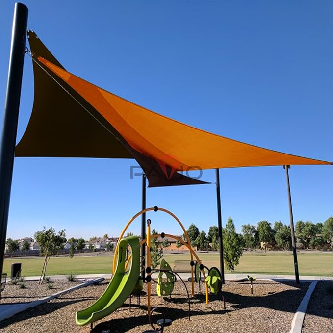 Patio Paradise 18' x 18' x 18' Sun Shade Sail Triangle Canopy Shade Cloth Fabric Sunlight Block Patio Pergola Cover HDPE Deck Awning for Outdoor Backyard Roof Shading, Orange