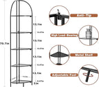 Crofy Foldable 5 Tier Corner Shelf, Metal Corner Plant Stand with Black Frame and Black Shelves, Corner Display Rack Multipurpose Shelving Unit for Living Room, Bedroom, Bathroom