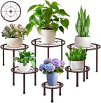 6 Pack Metal Plant Stands, Heavy Duty Plant Stand for Indoor Outdoor, Anti-Rust Iron Flower Pot Stands Outdoor Plant Holder, Potted Plant Shelf for Living Room Balcony Garden Patio, Bronze