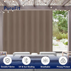 PureFit Outdoor Curtains for Patio Waterproof Weatherproof, UV Resistant Outside Curtains for Gazebo, Front Porch, Pergola, Sun Blocking Privacy Curtain, 120W x 84L inch, 1 Panel, Camel