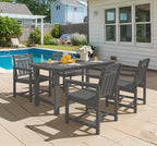 Ciokea HDPE Outdoor Patio Dining Chairs Set of 2, All-Weather Porch Chair with Wide Seat, Durable Outdoor Furniture for Backyard, Garden, Lawn & Poolside, Grey