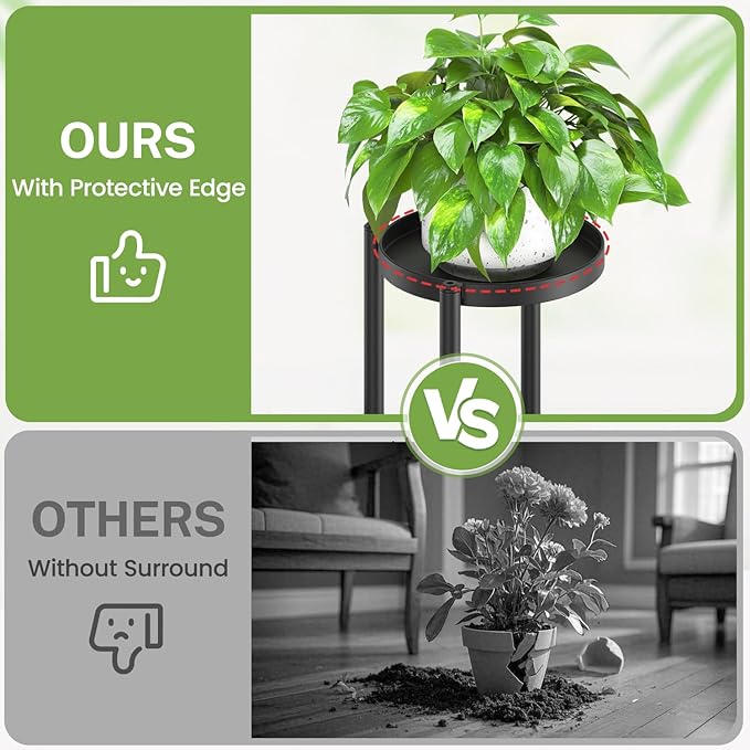 iDavosic.ly 5 Tier Plant Stand Indoor Outdoor, Tiered Corner Multiple Flower Pot Holder Shelf, Metal 37 Inch Tall Display Rack for Patio Porch Living Room Garden Balcony, Modern Black & Rustic Brown
