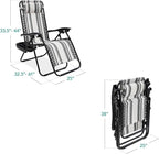 Best Choice Products Set of 2 Adjustable Steel Mesh Zero Gravity Lounge Chair Recliners w/Pillows and Cup Holder Trays - Gray Stripes